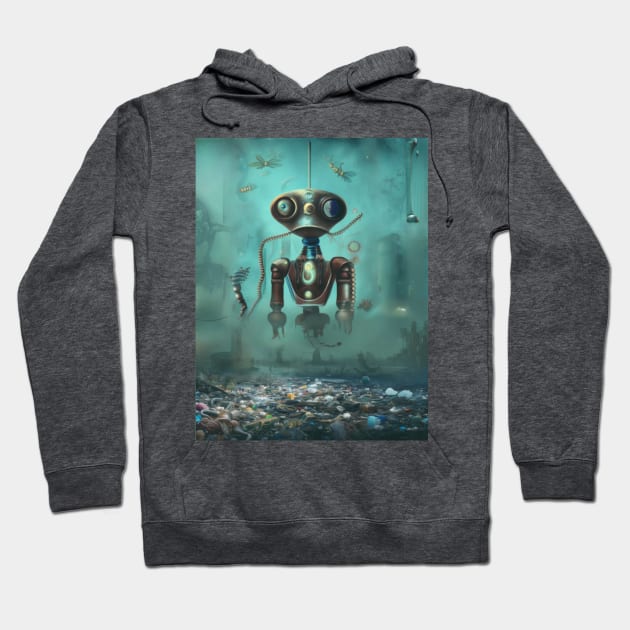 Alien robot at bottom of ocean, AI art Hoodie by Dendros-Studio